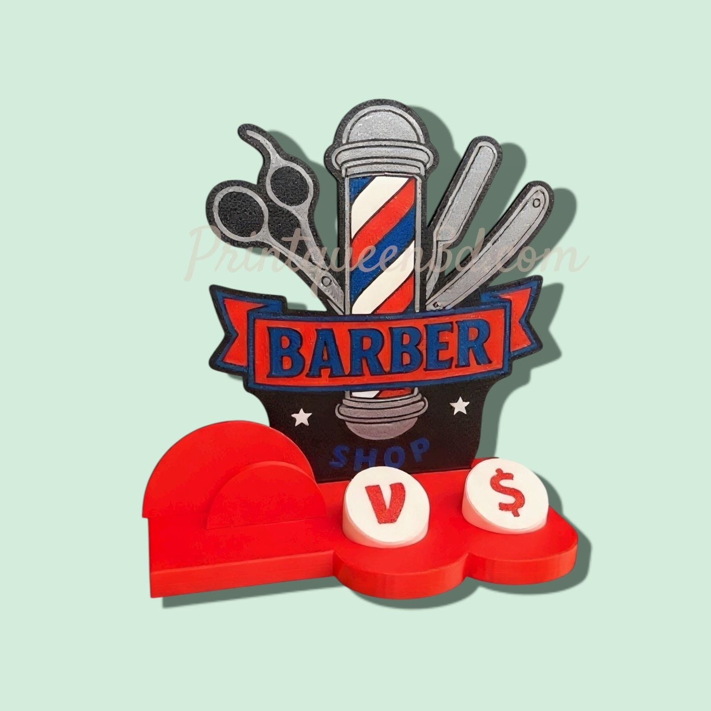 Barber Shop NFC Stand – Custom Base, Card Holder | Ready