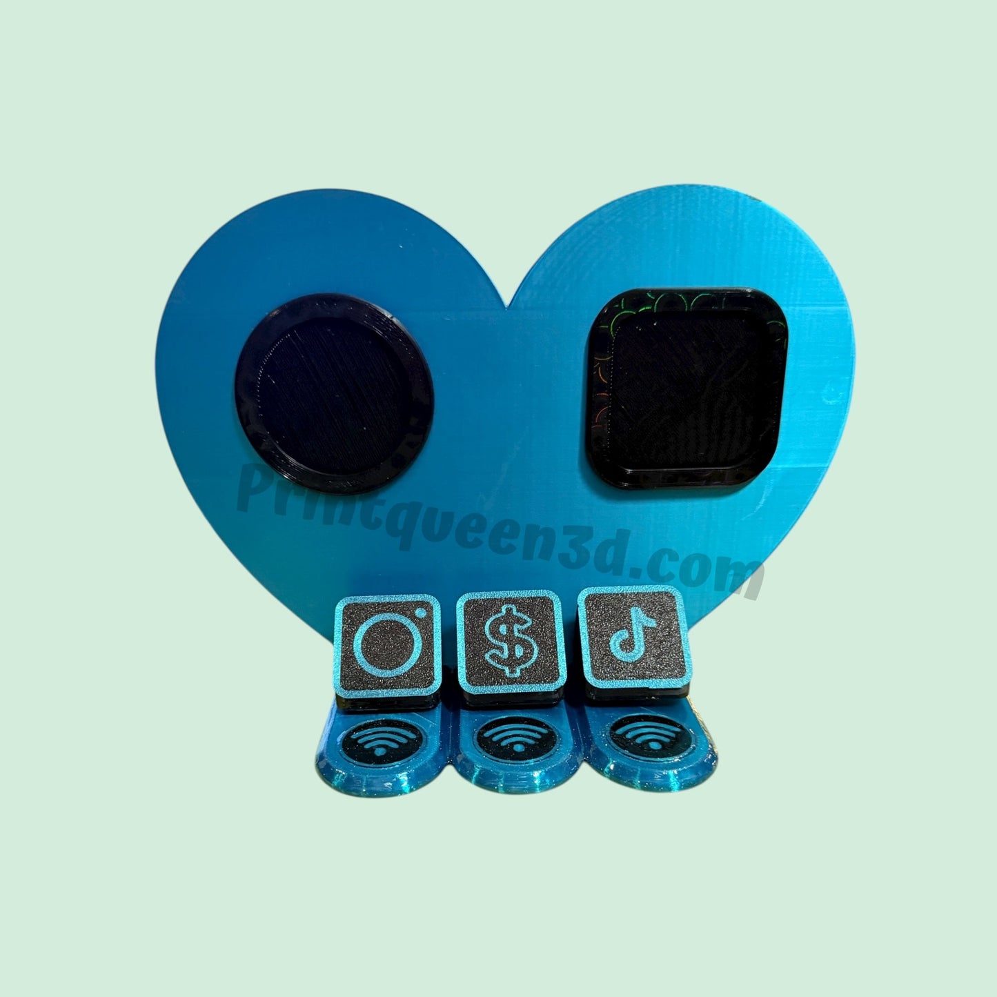 Dual Heart 3 NFC Payment Stand | Choose 3 Icons & Color | Ready to Go
